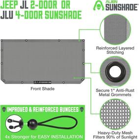 img 3 attached to 🚙 Alien Sunshade Jeep Wrangler JL & JLU (2018-2021) – Front Mesh Sun Shade: UV Blocking, Wind & Noise Protection - Gray Bikini JLkini Top Cover for Sport, Sport S, Sahara, Rubicon