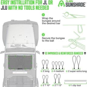 img 2 attached to 🚙 Alien Sunshade Jeep Wrangler JL & JLU (2018-2021) – Front Mesh Sun Shade: UV Blocking, Wind & Noise Protection - Gray Bikini JLkini Top Cover for Sport, Sport S, Sahara, Rubicon