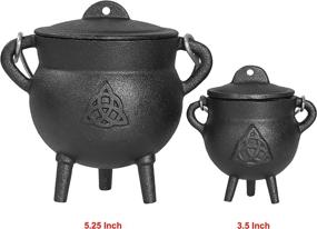 img 1 attached to 🔥 Cauldron - 3.5 Inch Triquetra Cast Iron Cauldron: Ideal Incense Smudge Kit with Lid and Handle for Altar Ritual Burning & Sage Holder