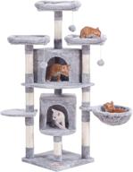 🐱 heybly hct021w: multi-level 56-inch cat tree tower for large cats - plush perch, cozy basket, scratching posts and more in light gray logo