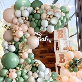 img 3 attached to 137PCS Sage Green Balloon Garland Arch Kit - Olive Green, Gray, Macaron Orange, Gold Balloons Kit for Baby Shower, Birthday, Wedding Party Decoration