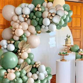 img 4 attached to 137PCS Sage Green Balloon Garland Arch Kit - Olive Green, Gray, Macaron Orange, Gold Balloons Kit for Baby Shower, Birthday, Wedding Party Decoration