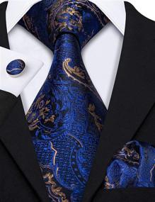 img 2 attached to 👔 Men's Accessories: Barry Wang Paisley Hanky Cufflinks Necktie Set in Ties, Cummerbunds & Pocket Squares