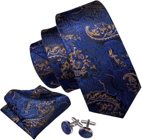 img 3 attached to 👔 Men's Accessories: Barry Wang Paisley Hanky Cufflinks Necktie Set in Ties, Cummerbunds & Pocket Squares