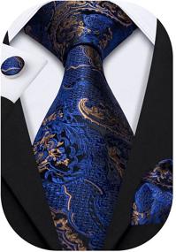 img 4 attached to 👔 Men's Accessories: Barry Wang Paisley Hanky Cufflinks Necktie Set in Ties, Cummerbunds & Pocket Squares