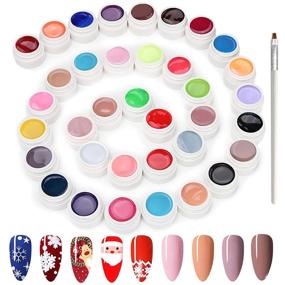 img 4 attached to Skymore 36 Gel Nail Polish Kit with 8ML Each, UV LED Nail Glue, 1 Nail Brush, and 💅 Nail Art Pigment Set - Perfect for Nail Art Starters, DIY Designs, and Ideal Gift for Women, Wife, Girlfriend, Daughter
