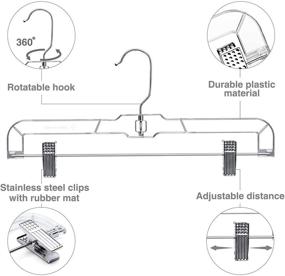 img 1 attached to 👗 12 штук прозрачных пластиковых плечиков для юбок с регулируемыми зажимами - идеально подходят для брюк, штанов, юбок и джинс - крючок с возможностью поворота на 360 градусов - зажимные плечики - оптом пластиковые плечики.