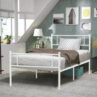 🛏️ iron twin size bed frame with head and footboard - no box spring required логотип