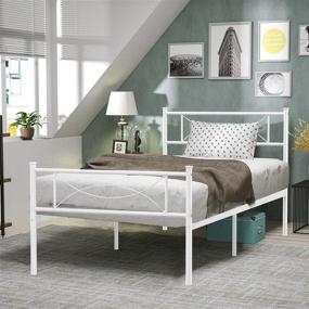 img 4 attached to 🛏️ Iron Twin Size Bed Frame with Head and Footboard - No Box Spring Required