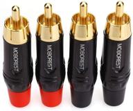 moborest rca male plug adapter audio phono gold plated solder 24k gold speaker plugs rca jack cable connector adapter(rca male-4pack) logo