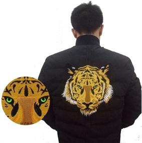 img 1 attached to 🐯 Yellow Tiger with Green Eyes Large Embroidered Patch - Ideal for Motor Jackets and Fashion Patches