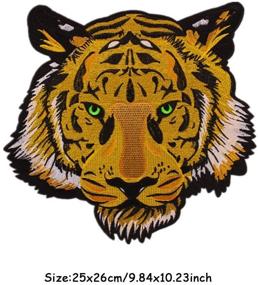 img 2 attached to 🐯 Yellow Tiger with Green Eyes Large Embroidered Patch - Ideal for Motor Jackets and Fashion Patches