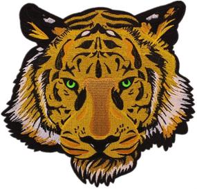 img 4 attached to 🐯 Yellow Tiger with Green Eyes Large Embroidered Patch - Ideal for Motor Jackets and Fashion Patches