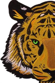 img 3 attached to 🐯 Yellow Tiger with Green Eyes Large Embroidered Patch - Ideal for Motor Jackets and Fashion Patches