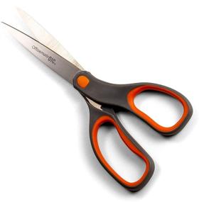 img 1 attached to Officemate 8-Inch Stainless Steel Soft Grip Scissors: Straight Design with Gray/Orange Handle - 94154