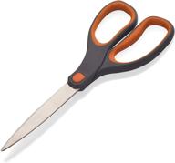 officemate 8-inch stainless steel soft grip scissors: straight design with gray/orange handle - 94154 logo