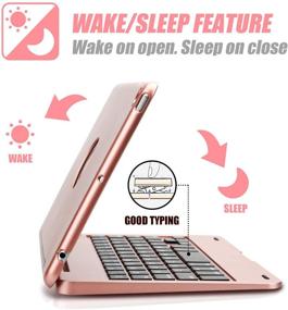 img 2 attached to 🌸 ONHI Wireless Keyboard Case for iPad Mini 5/4 - Rose Gold, Auto Sleep/Wake, Silent Typing