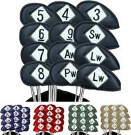 🏌️ finger ten golf head covers iron set - left & right handed, leather club headcovers deluxe color - black/blue/red, universal fit for main iron clubs logo