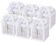 laser cut baptism favor boxes: 50 pieces with ribbons and cross tags - perfect for christian celebrations, baby showers, weddings & small gift decorations logo