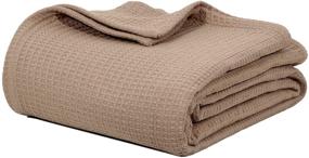 img 2 attached to 🛏️ Cozy Urban Style Decor Ringspun Woven Waffle Cotton Blanket: Thermal, Breathable, Queen-Sized Blanket for Beds & Couches/Sofas in Stone (90 x 90 Inches)