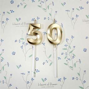 img 2 attached to Bailym Gold Number 50 Cake Topper - Perfect Birthday Decorations Party Decoration with 50th Birthday Candles