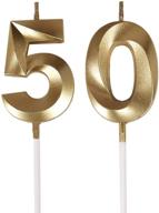 bailym gold number 50 cake topper - perfect birthday decorations party decoration with 50th birthday candles logo