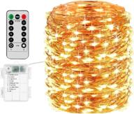 🎄 fairy lights battery operated christmas string lights, 66 feet 200 led waterproof remote timer control copper wire lights, fairy lights decorative string lights for outdoor patio garden yard party wedding логотип