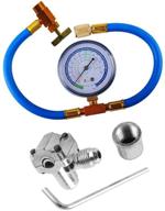 🔄 r134a refrigerant charging hose with piercing valve and pressure gauge, universal can tap for r134a to r-12/r-22 transition logo