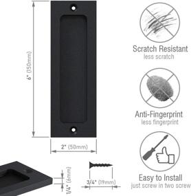 img 1 attached to 🚪 Tibres - 6-inch Finger Flush Pulls for Closet Pocket - Sliding Barn Door Handle Set - Pull Recessed Handle Rectangular Plate - Farmhouse Rustic Style - Matte Black - Pack of 2