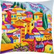 🧵 premium montenegro needlepoint kit: 16x16 inch throw pillow with high-quality european printed tapestry canvas logo