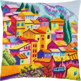 img 2 attached to 🧵 Premium Montenegro Needlepoint Kit: 16x16 Inch Throw Pillow with High-Quality European Printed Tapestry Canvas