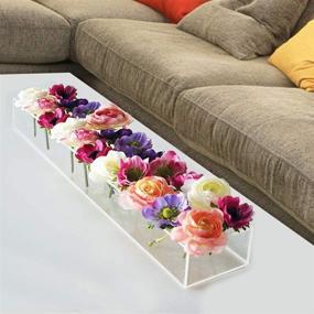 img 1 attached to 24-Inch Rectangular Floral Centerpiece: Acrylic Modern Vase for Dining Table Decor, Weddings, and Home