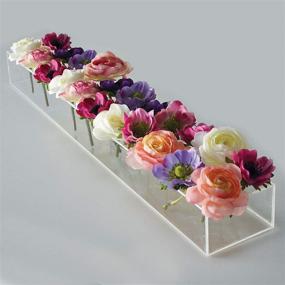 img 4 attached to 24-Inch Rectangular Floral Centerpiece: Acrylic Modern Vase for Dining Table Decor, Weddings, and Home
