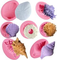 🐚 large set of silicone molds for seashell sea urchin candy, fondant cake decoration, cupcake toppers, chocolate, soap, polymer clay, resin epoxy, concrete, cement, plaster craft projects (7-in-1) logo