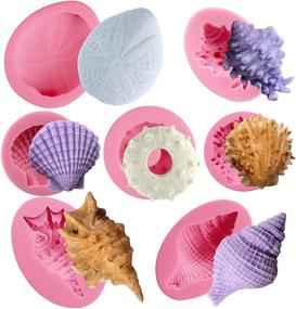 img 4 attached to 🐚 Large Set of Silicone Molds for Seashell Sea Urchin Candy, Fondant Cake Decoration, Cupcake Toppers, Chocolate, Soap, Polymer Clay, Resin Epoxy, Concrete, Cement, Plaster Craft Projects (7-in-1)