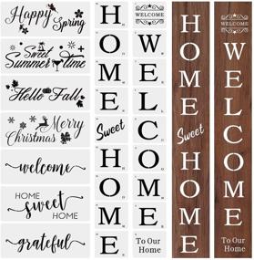 img 4 attached to 25-Piece Kit: Large Welcome Home Stencils Set | Sweet Home, Seasonal & Grateful Reusable Templates for Painting Beautiful Wood