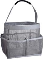 🛁 grey mesh shower bag - conveniently hold and organize bathroom toiletry essentials during showers (9-pockets) logo