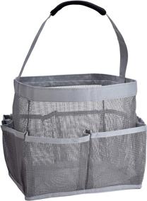 img 4 attached to 🛁 Grey Mesh Shower Bag - Conveniently Hold and Organize Bathroom Toiletry Essentials During Showers (9-Pockets)