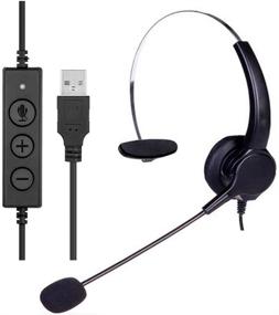 img 3 attached to TelPal Corded USB Monaural Headset with Noise Cancelling for Better Office PC Audio - Ideal for Computer/PC/Laptop Use Only