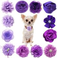 🎀 pet show 12pcs dog collar bows and flowers attachment: elegant embellishments for small & medium female pets' collars - perfect for wedding, birthday parties, and grooming - pet collar accessories for girls, puppies & cats logo