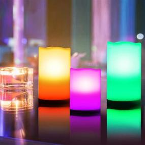 img 2 attached to Pack of 3 Waterproof Outdoor Flameless Candles - Multi Colored LED Pillar Candles with Remote Timer - Plastic