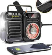 📻 2021 latest emergency-radio - hand crank solar portable weather radios with bluetooth subwoofer speaker, noaa/am/fm, led display, tf/aux/usb play, led flashlight, alarm clock, sos alarm, 2000 mah battery (bt/tf) logo