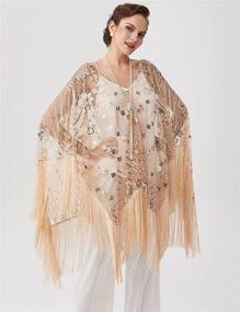 img 3 attached to 💃 BABEYOND Sparkling Sequin Fringed Evening Wedding Women's Scarves & Wraps for Fashionable Accessories