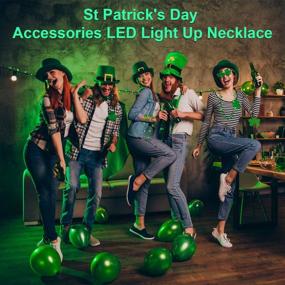 img 3 attached to 🍀 30 Inch 16 LEDs Green Shamrock Necklaces - Set of 2, St Patrick's Day Plastic Light-Up Clover String Lights for Party Decorations