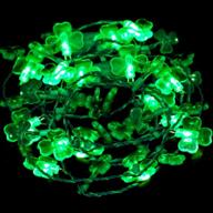 🍀 30 inch 16 leds green shamrock necklaces - set of 2, st patrick's day plastic light-up clover string lights for party decorations логотип