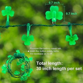 img 2 attached to 🍀 30 Inch 16 LEDs Green Shamrock Necklaces - Set of 2, St Patrick's Day Plastic Light-Up Clover String Lights for Party Decorations