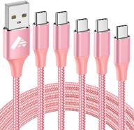 π 5-pack of 10ft nylon charger cables for samsung devices logo