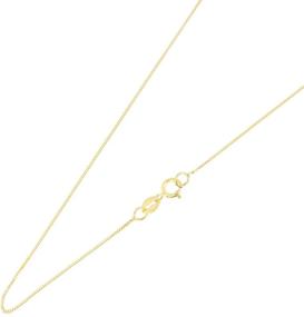 img 3 attached to Ioka - 14K Genuine Yellow/White Solid Gold 0.5mm Box Chain Necklace with Spring Ring Clasp