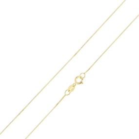 img 4 attached to Ioka - 14K Genuine Yellow/White Solid Gold 0.5mm Box Chain Necklace with Spring Ring Clasp