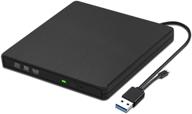 high-speed usb 3.0 external cd dvd drive - portable slim writer for laptop/macbook/windows - black logo